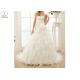 Organza Purfle A Line Bridal Gowns Off White Pleated Back Bandage Puffy Tail