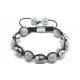 Adjustable Shamballa Bracelet, Clear Crystal Pave Balls & Alloy Skull Beads