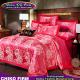 100% Cotton King Size Rose Red Jacquard Luxury Wedding Bedding Sets