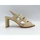 Beige Open Toe Women Pumps Shoes Genuine Leather With Soft Leeche Leather Upper