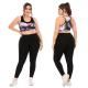 Sports Leggings And Bra Plus Size Women's Workout Sets Anti UV Polyester Black
