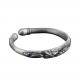 Women Engraved Water Lily Buddhist Sutras Sterling Silver Cuff Bracelet (XH056241)