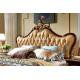 Black painting and gold leaf Solid Wood King Size Royal Wooden Design Leather Bed