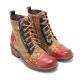 Brown Women'S Leather Boots Low Heel Ladies Lace Up Ankle Boots