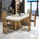 Marble Effect Dining Table And Chairs 200cm Contemporary Stainless Steel Dining Chairs