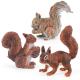 Wildlife Animal Figures Model Playsets 3 PCS Squirrel Figure Model Toy For Boys Girls Kids