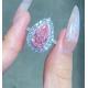 Pear Cut Pink Diamond Engagement Ring Wedding 18K White Gold CVD Diamond Ring