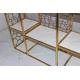 Hollow Out Pattern Carving Design Storage Cabinets Marble Gold Plated Shelving