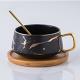 Wedding Gift bamboo saucer white gold marble turkish coffee set coffee cup and saucer ceramic set