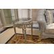 Wooden frame coffee table and end table white marble top small sofa table