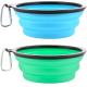 TPE Outdoor Dog Collapsible Bowl Green And Blue For Traveling And Hiking