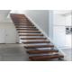 Glass Balustrade Floating Steps Staircase For Residential With Invisible Stringer