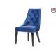 High Back Blue Velvet Tufted Upholstered Dining Chairs with Black Iron Legs