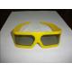 Yellow Plastic Frame Linear Polarized 3D Glasses For Tech Museum