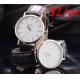 Silver Or Glod Alloy Quartz Watch / Mens Watches Brown Leather Strap