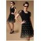 Ladylike style Scoop neck Embroidery lace short sleeves Slimming Burnt-out dress for women