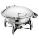 6.0Ltr Round Hydraulic Chafing Dish Full Stainless Steel Lid Induction Or Spirit Heat Source Dia.35cm Food Pan