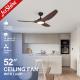 Wood Grain ABS Blades Ceiling Fan With Remote Control and LED Light