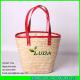 LUDA wholesale handbags red leather handles tote straw beach hand bags