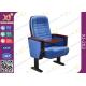 Blue Folding Cinema Style Chairs For Auditorium High Strength Steel Structure