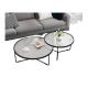 PU Leather Cover Glass Coffee Table Modern Center Table for Living Room
