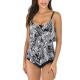 Print Black Polyester Swim Suit Women's one piece suit