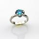 Sterling Silver Engagement Ring with Solitaire 6mm Created Blue Topaz(F88)