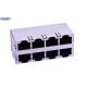 Double Layer  RJ45 Network Connector Socket 8 Port 8p8c 90 Degrees