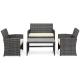 Waterproof Weather Resistant Aluminum Frame Modern Brown PE Rattan Woven Sofa Chair Coffee Table Sets