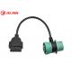 Green Deutsch J1939 9Pin Male Female Connector Pass-through to OBD2 OBDII Female Cable T-shape 9 Pin OBD 2 Adapt