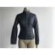 Soft Gold Navy Pleather Jacket Funnel Collar For Ladies Tw76613
