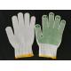 Polyester Knitted Safety Hand Gloves ,  Knit Work Gloves Green PVC Dotted Grips