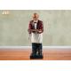 Red Poly Butler Statue Fat Chef Kitchen Decor Resin Butler Sculpture Statue 90cm