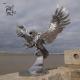 Stainless Steel Eagle Statue Large Metal Falcon Animal Sculpture Modern Polished Decorative Outdoor