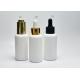 Sustainable 40ml Boston Round Opal White Glass Bottles With Dropper Cap, Opal Glass Luxury Medical Skincare Packaging