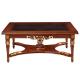 Retro Square Antique Luxury Carved Glass And Wood Coffee Table LS-A105J
