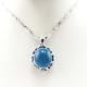 Sterling Silver Oval Blue Topaz Cubic Zirconia Pendant Necklace Silver Chain(P20)