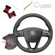 Stitched Black Suede Steering Wheel Cover for Seat Leon 5F Mk3 Ibiza 6J Tarraco Arona