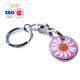 Fashion Printing Trolley Key Ring , Round Domed Sticker Keychain With Coin Holder