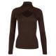 Autumn Slim Fit Sexy High Collar Long Sleeve Threaded Top Fashion Pure Color