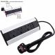 UK Plug Desk Mount Power Strip Aluminum Corner 3 Way Extension Lead