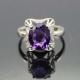 925 Sterling Silver Oval Purple  Cubic Zircon Ring (F08)