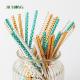 LFGB Disposable Paper Straw White And Blue Striped Food Grade For Party