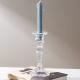 18cm Height Clear Glass Taper Candlestick Holders Lead Free Machine Pressed