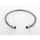 (B-53)Fashion Jewelry Gold Silver Tone Plated Cable Bangle with Black Onyx