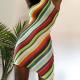 Slim Sleeveless Round Collar Color Stripe Dress Women