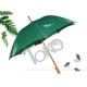 Solid Stick Wooden Handle Umbrella , Plaid Green Umbrella With Wooden Handle