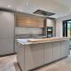 Laminate Modern Modular Kitchen Cabinets High Gloss Finish And Quartz Top