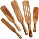 5Pcs Premium Natural Teak Wood Spatulas Spoons Set Nonstick