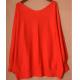 Women'S Casual Sweaters Fashion Multicolor Loose Collar Red Color